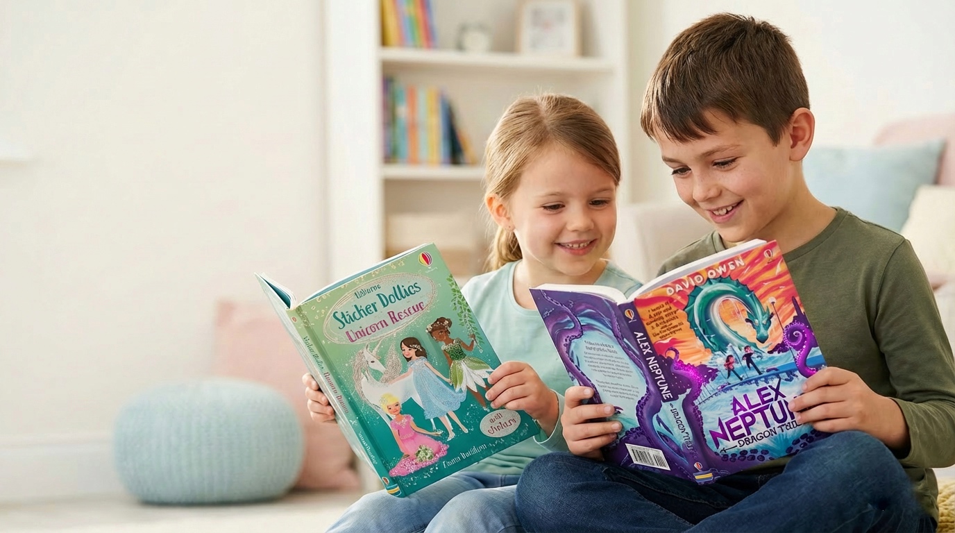 Children enjoying books together